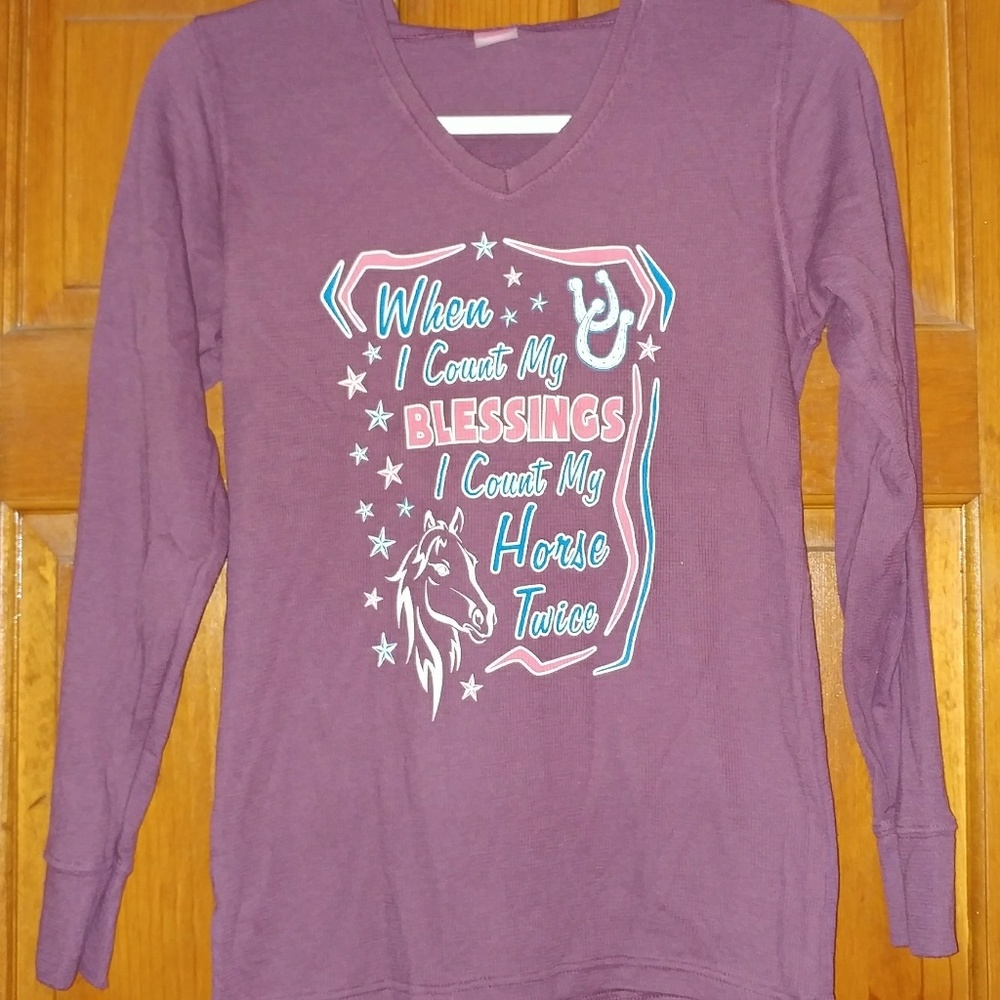 Count My Blessings Thermal Hooded Shirt Brand New